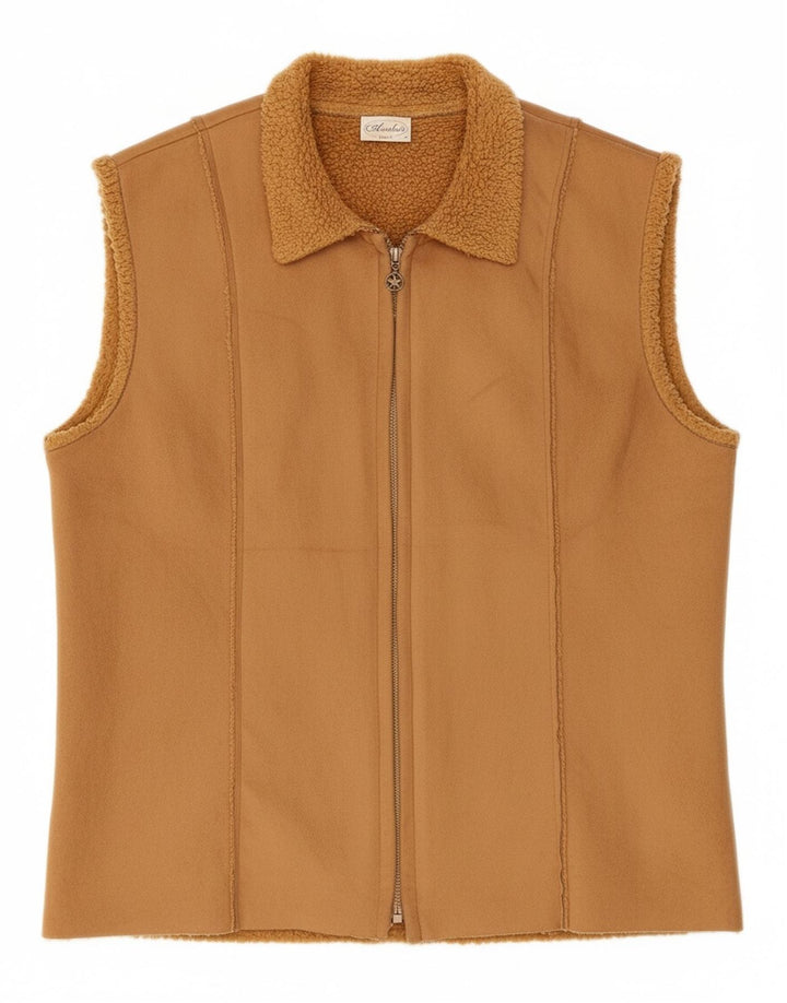 AVALON Womens Sherpa Gilet UK 14 microfibras marrons médios