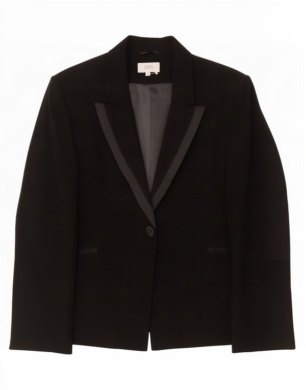 Jaqueta Blazer Feminina Marks & Spencer com 1 Botão Reino Unido 22 3XL Acetato Preto