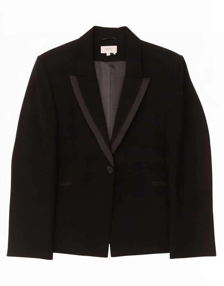 Jaqueta Blazer Feminina Marks & Spencer com 1 Botão Reino Unido 22 3XL Acetato Preto
