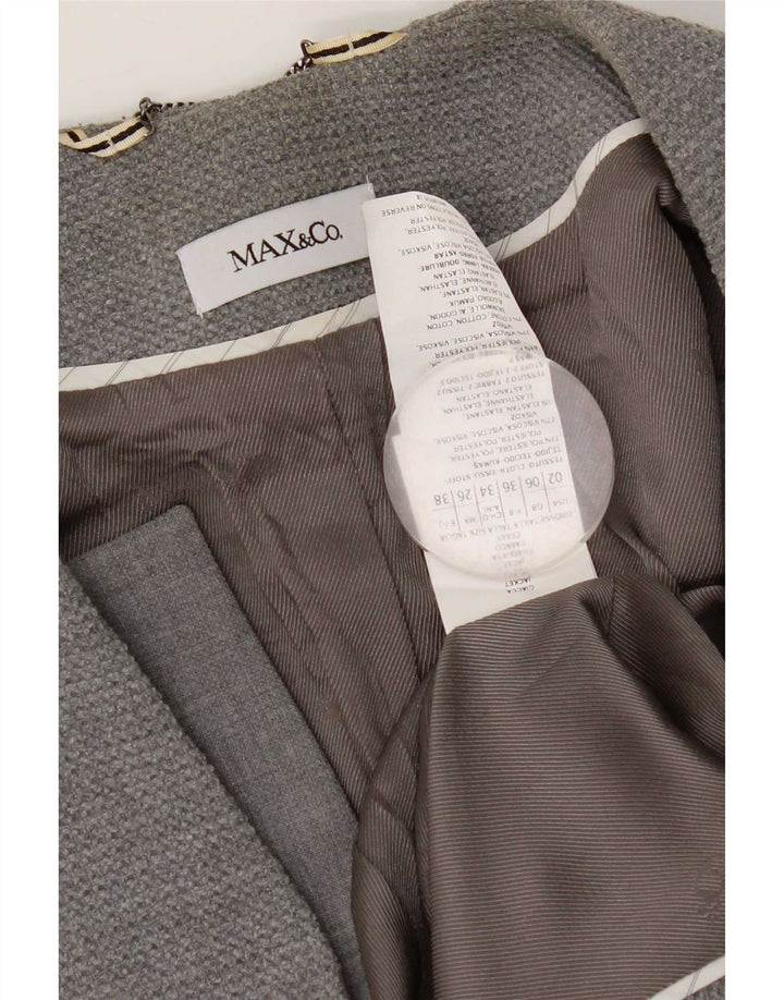 Jaqueta blazer feminina com 1 botão da Max & Co. Reino Unido 6 XS cinza poliéster