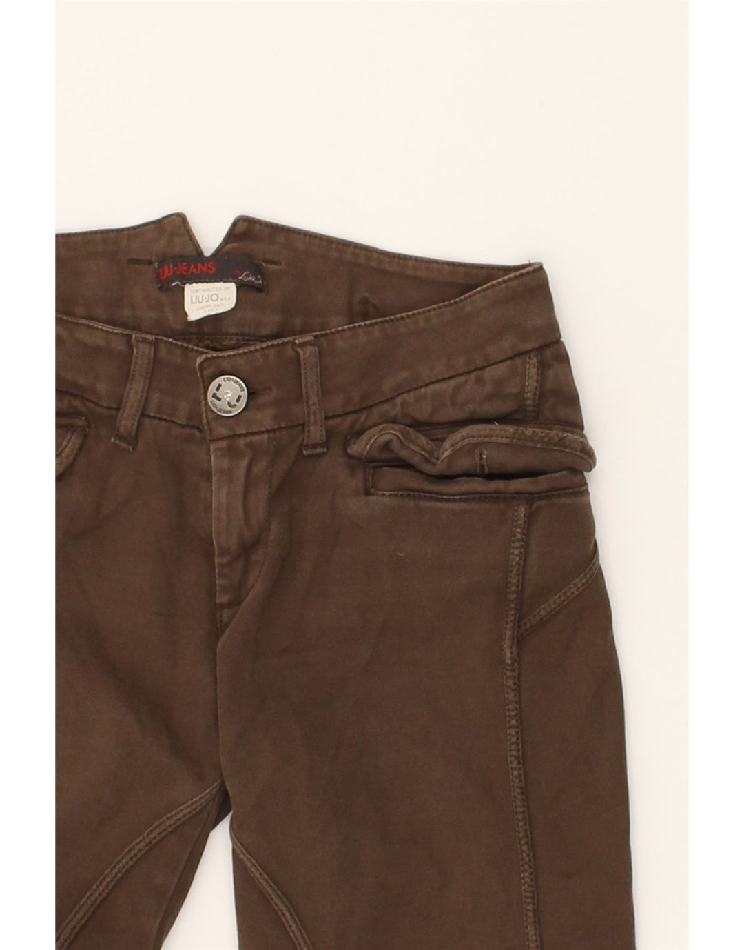 LIU JO Womens Straight Capri Trousers W28 L23 Brown Cotton Vintage Liu Jo and Second-Hand Liu Jo from Messina Hembry 