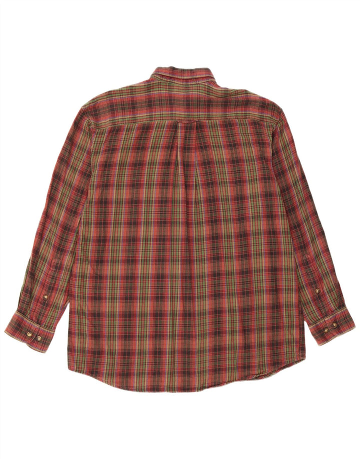 Camisa masculina de flanela Orvis grande algodão xadrez vermelho