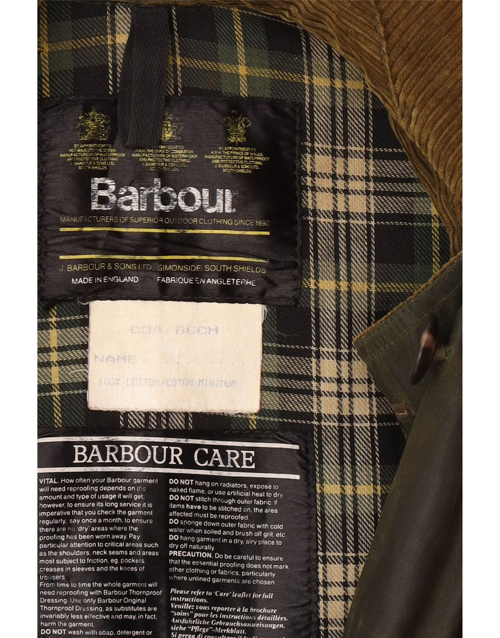Casaco impermeável feminino de algodão encerado BARBOUR EU 34 XS cáqui algodão clássico