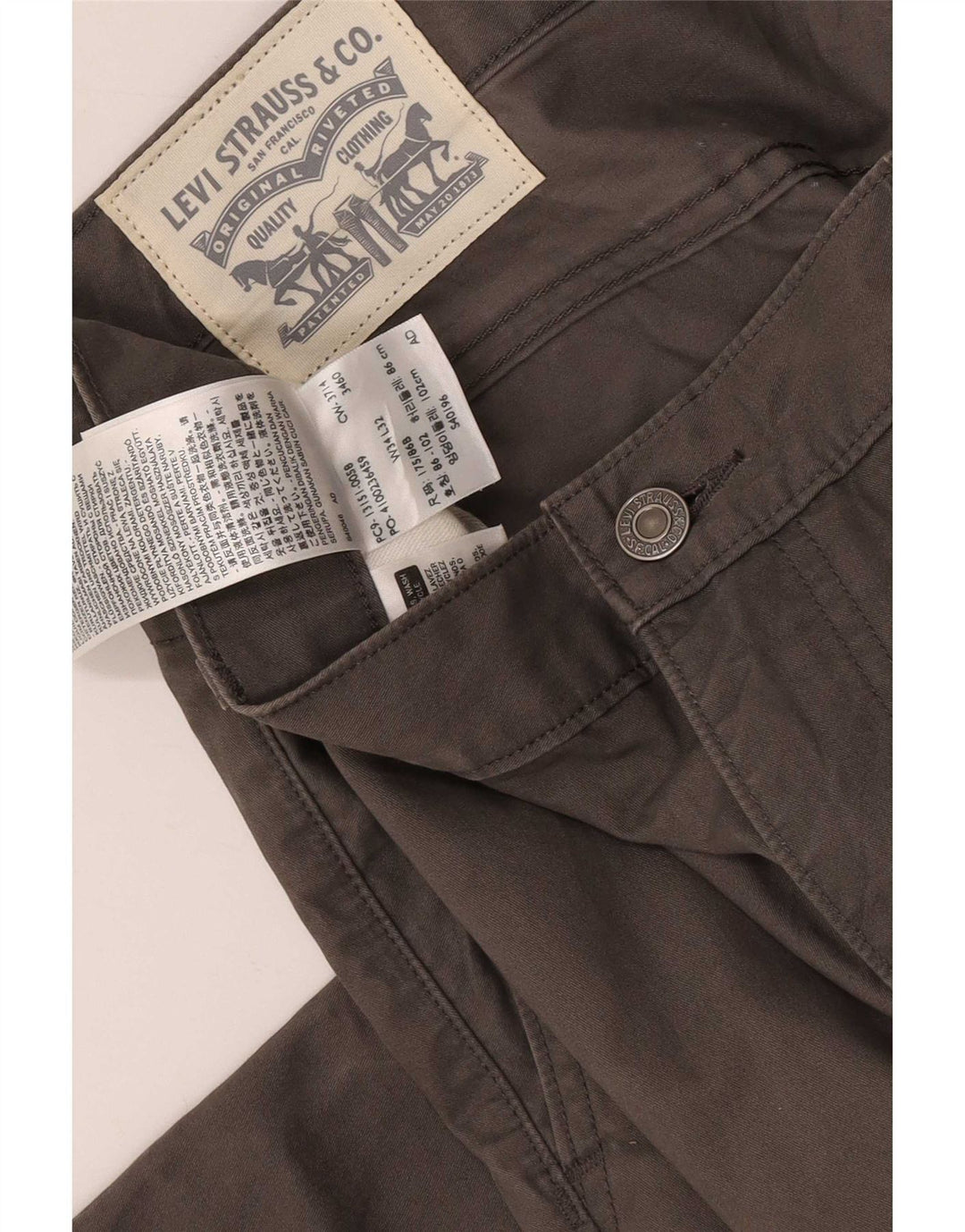 Calça jeans reta masculina Levi's W34 L32 algodão cinza