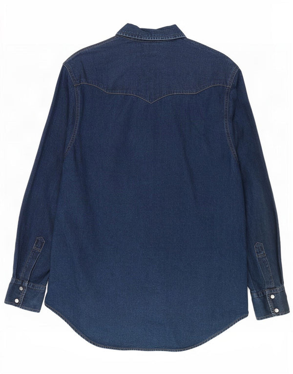 Camisa jeans masculina Edwin de algodão azul marinho médio