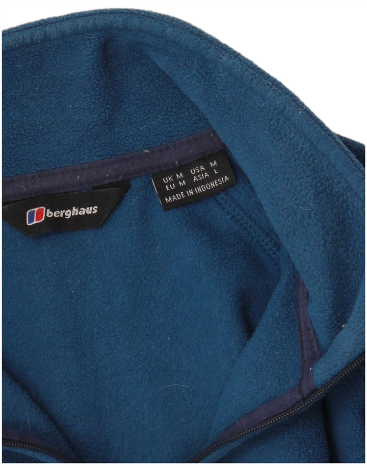 Berghaus Suéter masculino de lã com zíper e gola em bloco azul médio