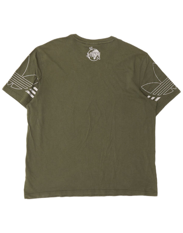 Adidas Mens Graphic T-Shirt Top XL Algodão Verde