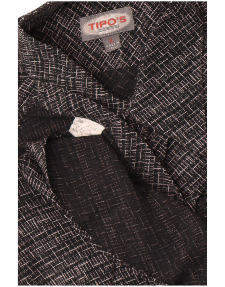 Camisa masculina de manga curta Tipo'S grande viscose geométrica preta