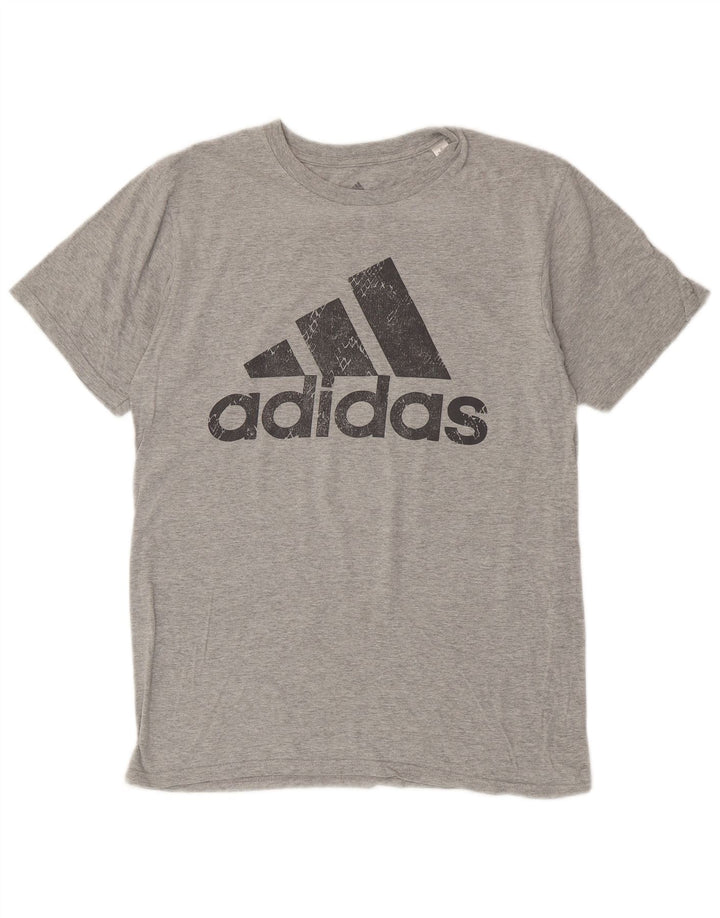 Camiseta masculina ADIDAS com estampa gráfica cinza médio algodão