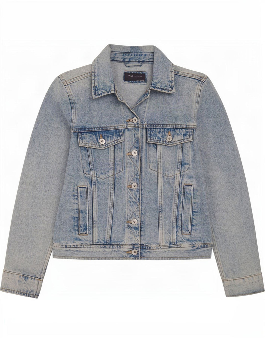 Jaqueta jeans feminina Marks & Spencer Reino Unido 14 algodão azul médio