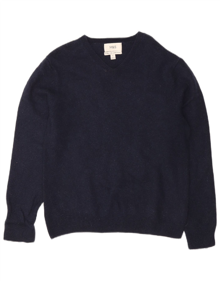 Regata masculina Marks & Spencer com colete médio azul marinho de lã de cordeiro