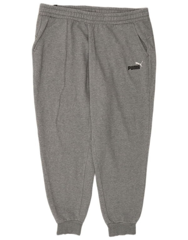 Calça de treino masculina Puma Joggers 2XL algodão manchado cinza