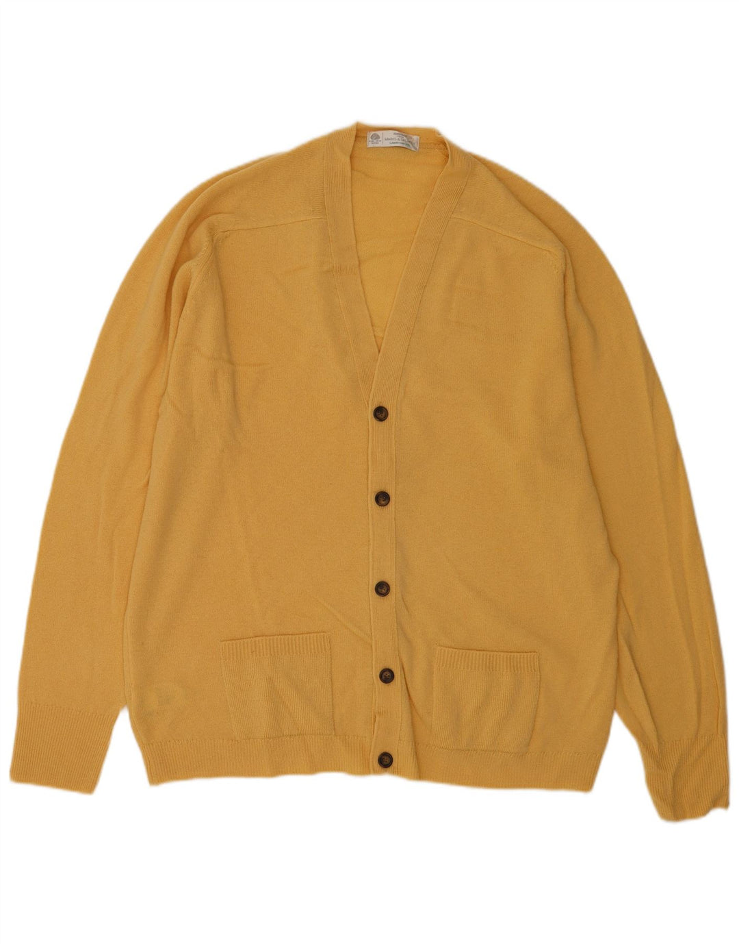 Suéter cardigã masculino Marks & Spencer XL lã virgem amarela
