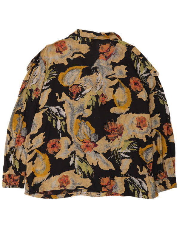 Blusa camisa feminina C&A EU 48 2XL viscose floral multicolorida