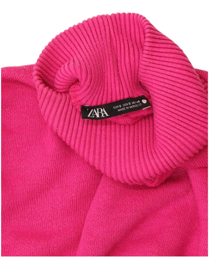 Suéter feminino Zara com gola alta e gola tartaruga, Reino Unido 10 pequeno rosa