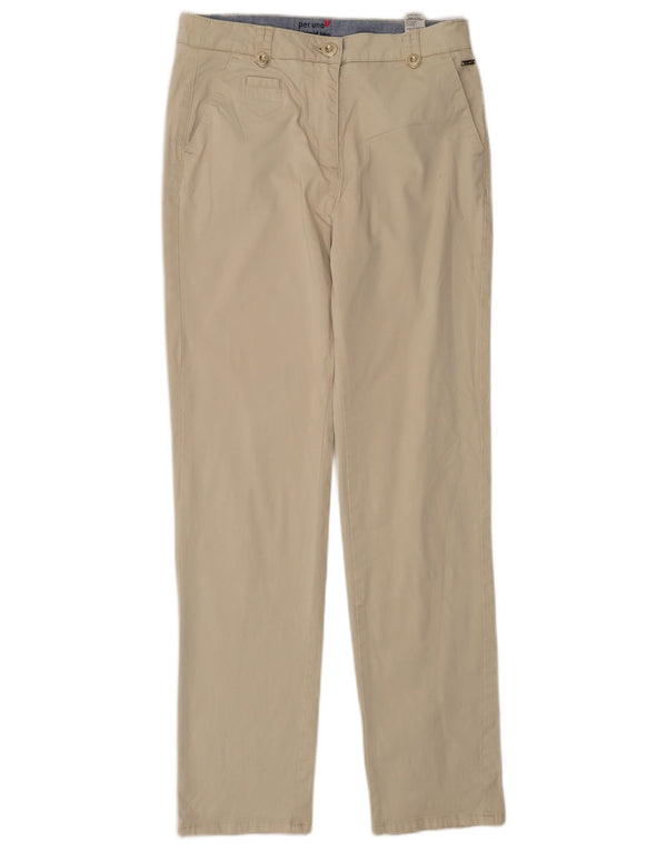 Calça chino reta feminina Marks & Spencer UK 10 pequena W27 L30 bege