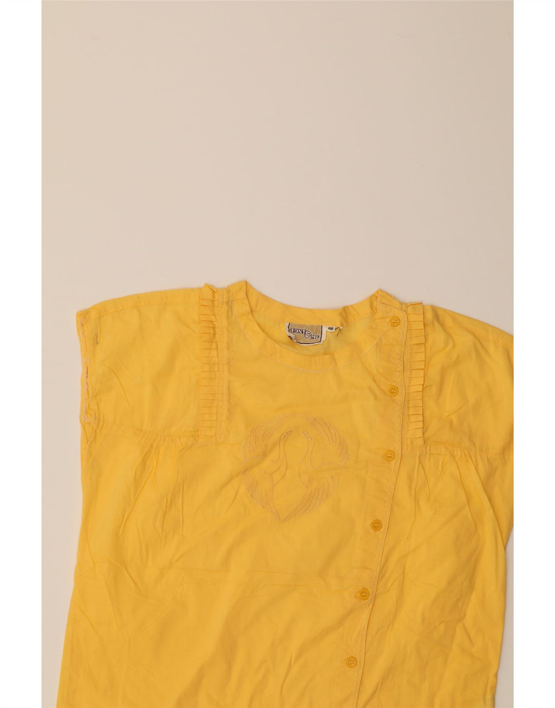 VINTAGE Womens Sleeveless Shirt Blouse IT 46 Large Yellow Cotton Vintage Vintage and Second-Hand Vintage from Messina Hembry 