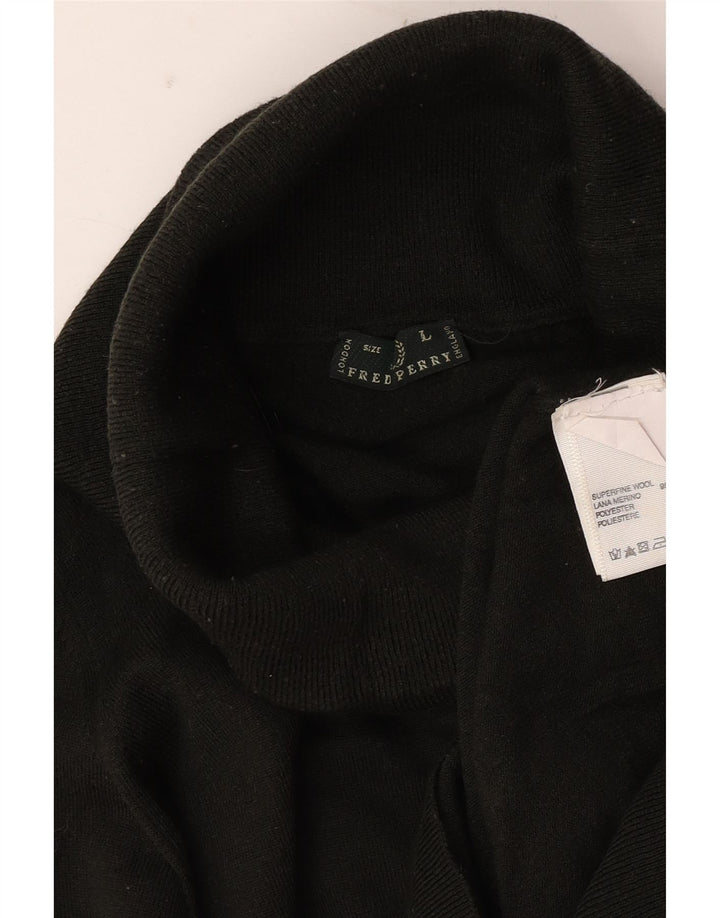 Suéter feminino Fred Perry Longline com gola redonda Reino Unido 14 grande verde
