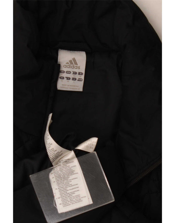 Jaqueta acolchoada feminina Adidas UK 12 poliéster preto médio