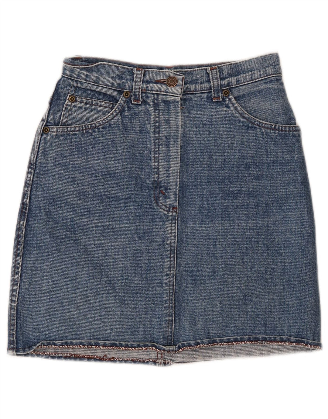 Saia jeans feminina Carrera IT 42 médio W25 algodão azul