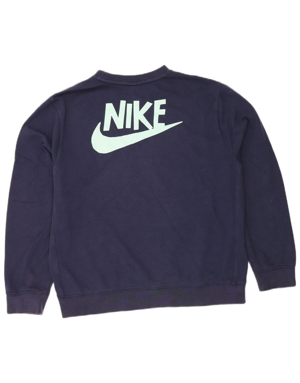 Moletom gráfico masculino Nike Jumper médio azul marinho algodão