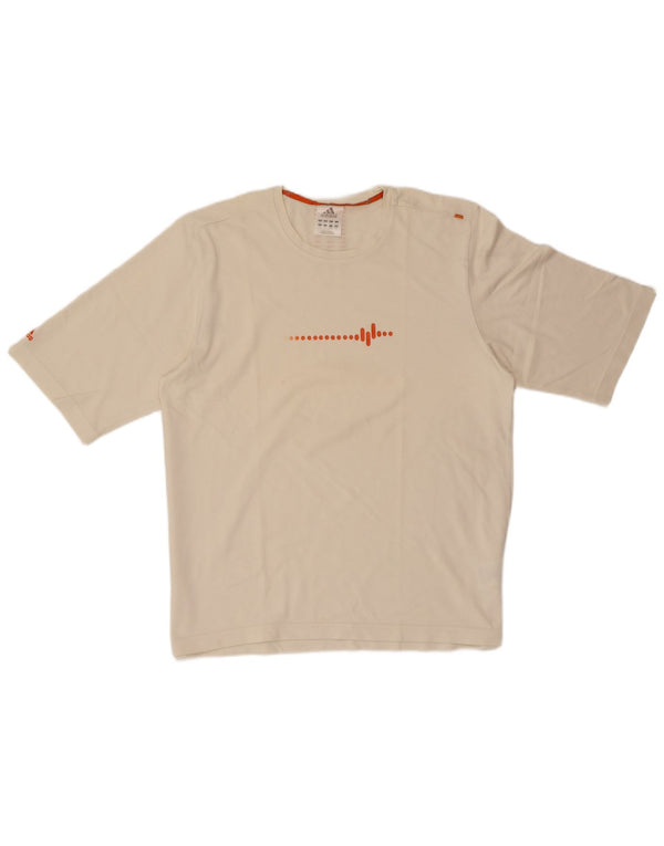 ADIDAS Mens Graphic T-Shirt Top Grande Off White Algodão