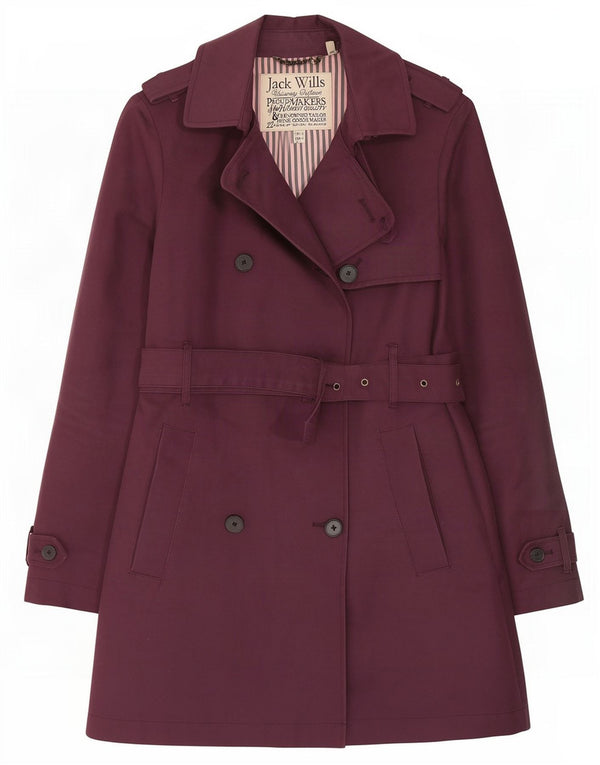 Casaco impermeável feminino Jack Wills Reino Unido 10 pequeno algodão marrom