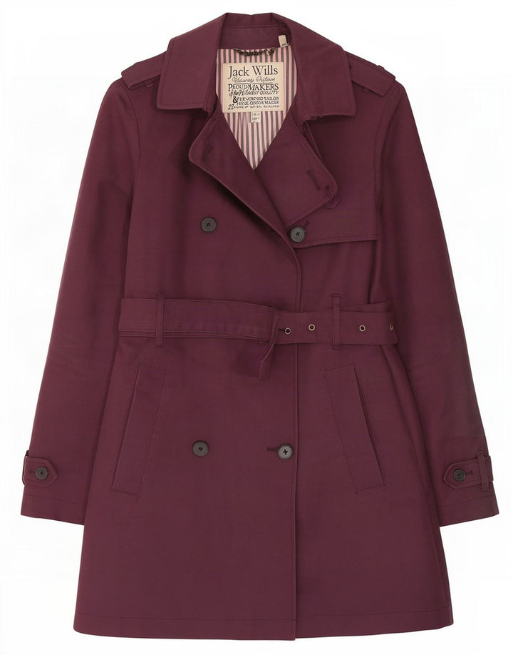Casaco impermeável feminino Jack Wills Reino Unido 10 pequeno algodão marrom