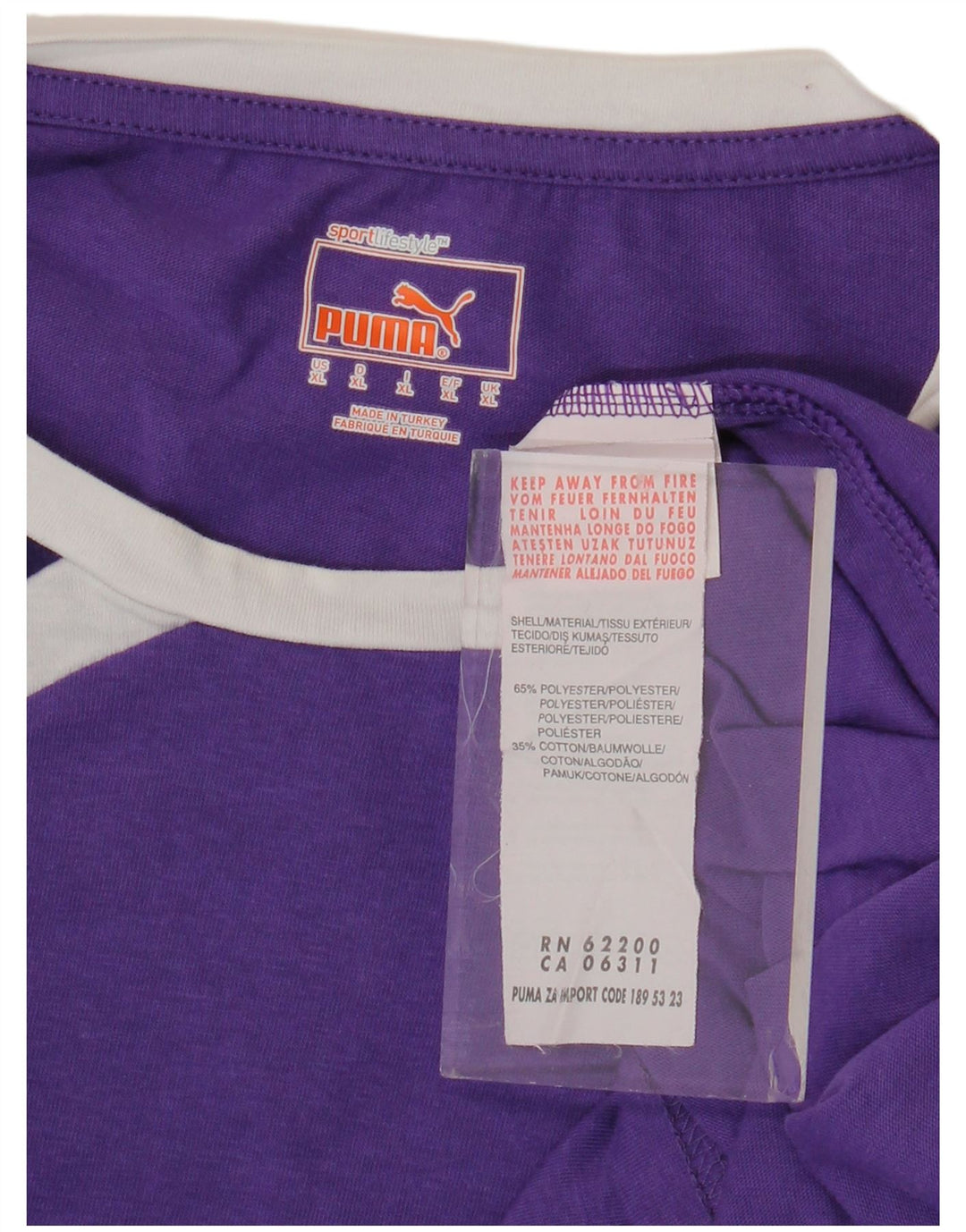 Camiseta masculina gráfica PUMA Top XL roxo colorblock poliéster