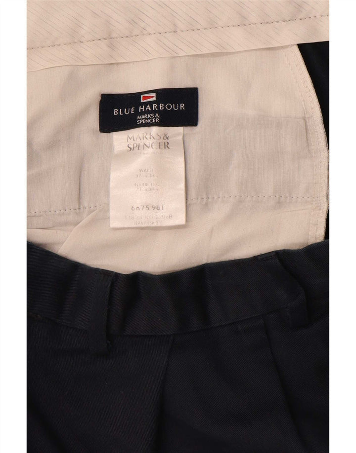 Calça masculina Marks & Spencer Blue Harbour Pegged Suit W38 L31 Azul marinho