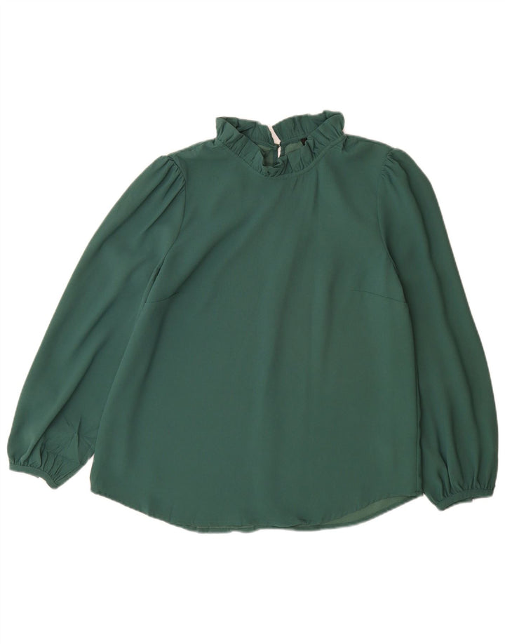 Blusa feminina J. Crew Top UK 10 poliéster verde pequeno