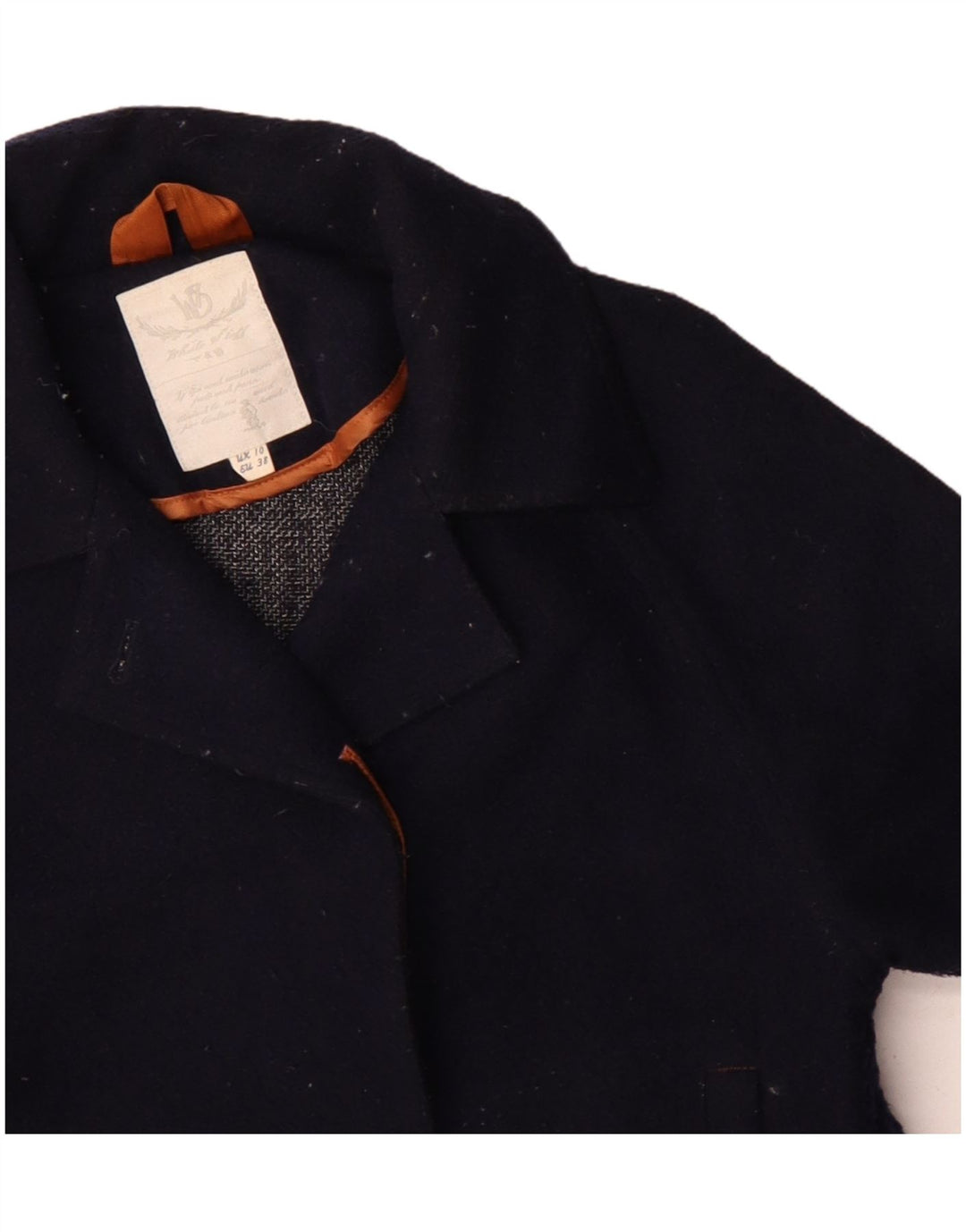 Jaqueta bomber feminina de grandes dimensões White Stuff UK 10 pequena lã azul marinho