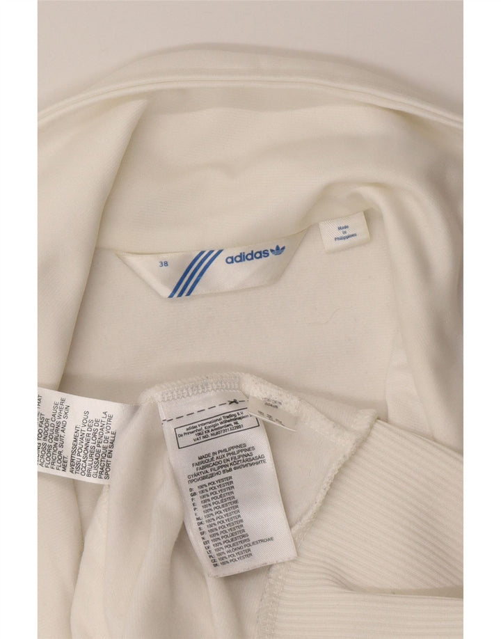 Adidas Womens Graphic Tracksuit Top Jacket EU 38 Pequeno Poliéster Branco