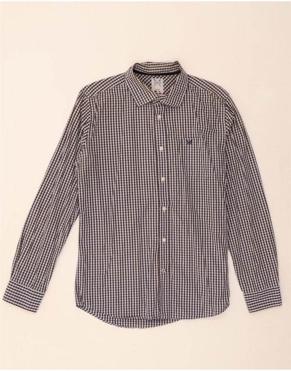 Crew Clothing Camisa masculina sob medida, grande, marrom, algodão guingão