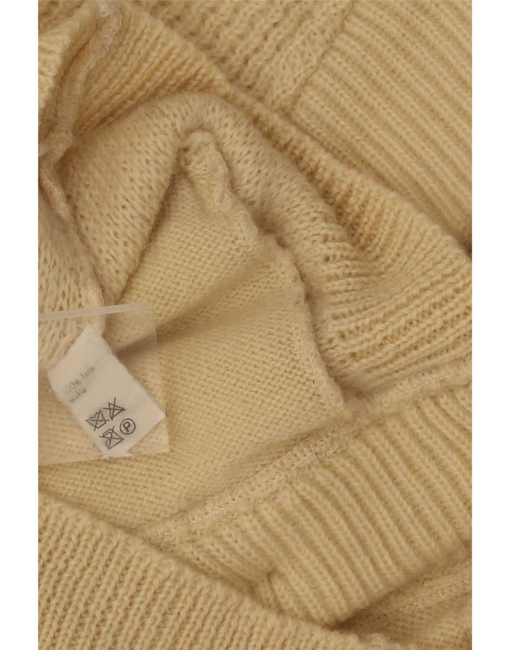 Suéter cardigã masculino vintage IT 50 lã bege médio