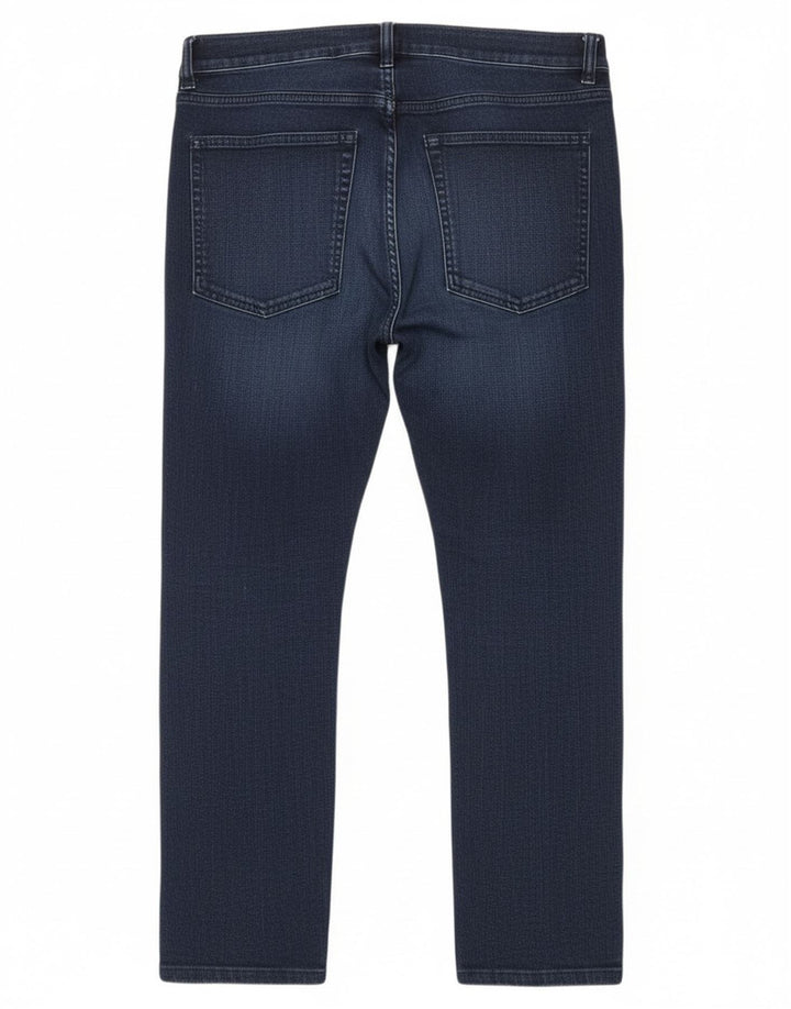 Calça jeans reta feminina barata segunda-feira W32 L26 algodão azul marinho