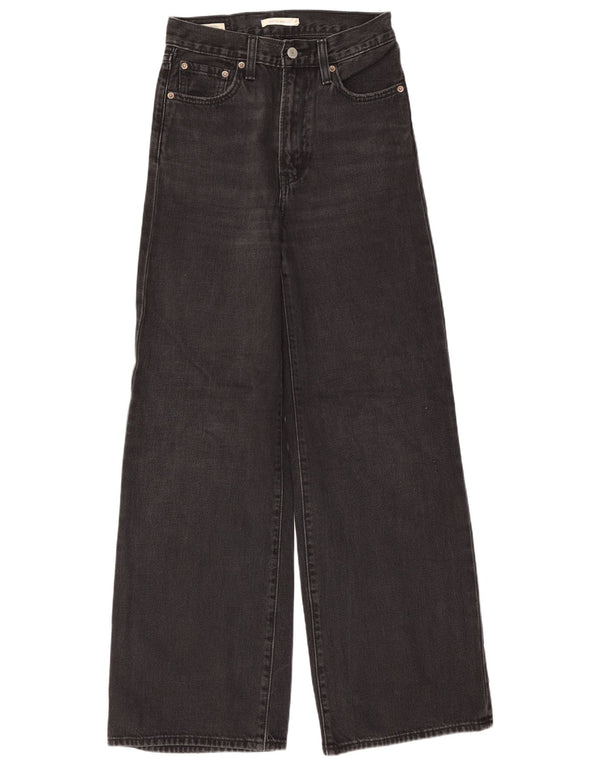 Jeans feminino Levi's Ribcage cintura alta perna larga W25 L30 algodão preto