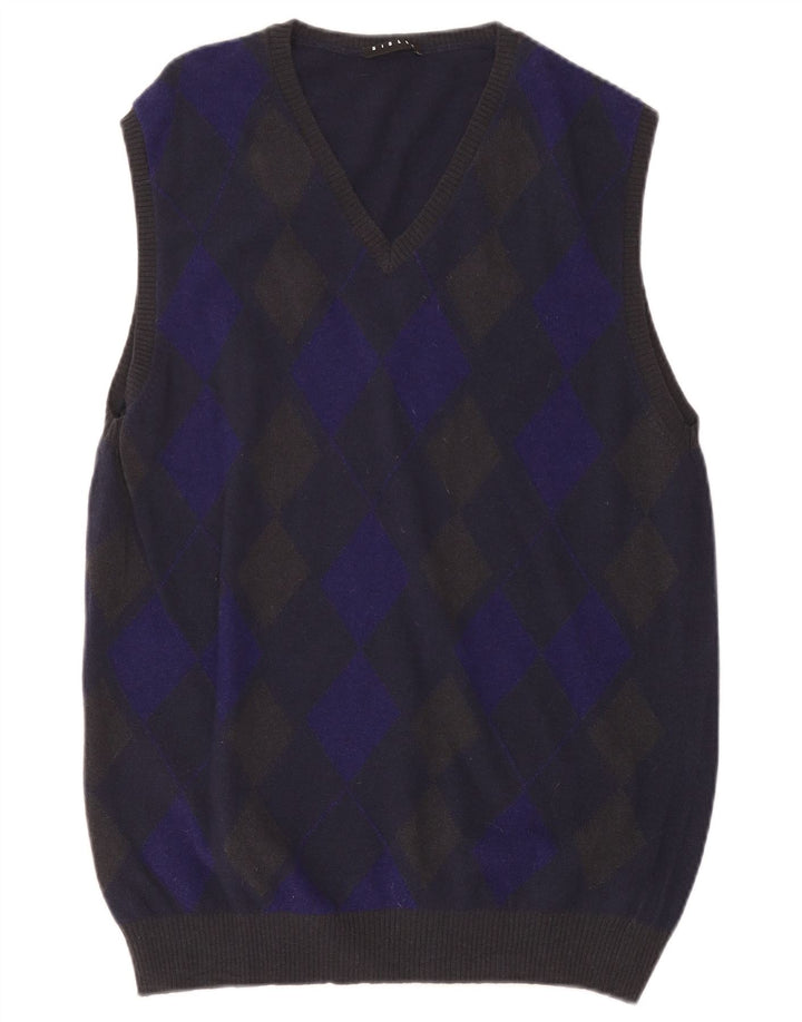 Regata masculina SISLEY com colete XL azul marinho Argyle/lã diamante