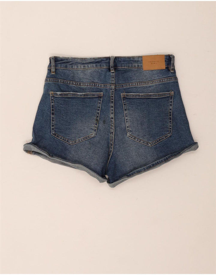 Zara Shorts jeans feminino desgastado EU 36 XS W26 azul