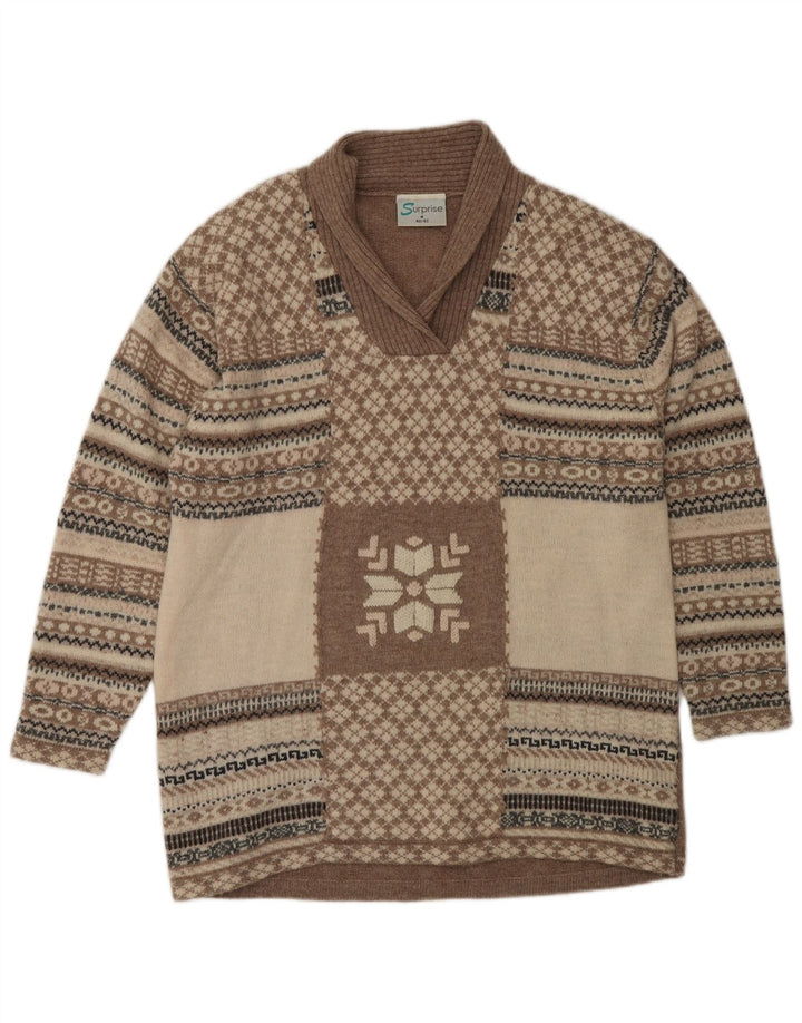 SURPRISE Suéter feminino solto com gola xale IT 40/42 médio bege