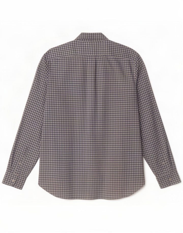 J. Camisa masculina slim fit da tripulação grande algodão guingão azul