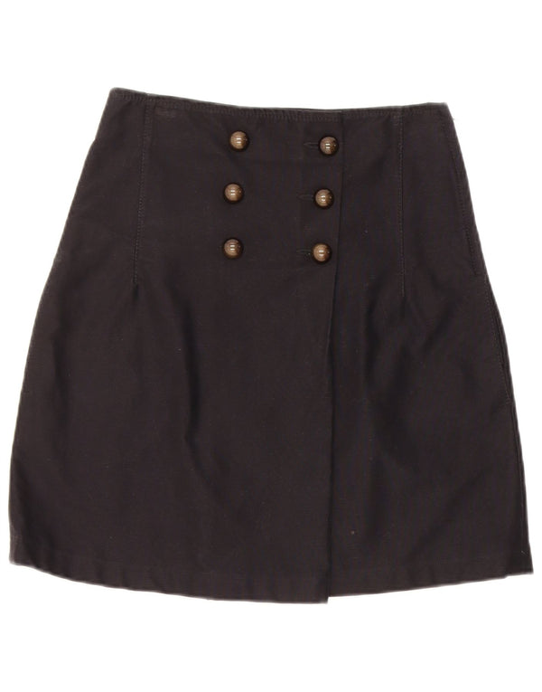 Mini saia feminina Armani Jeans UK 12 médio W26 algodão azul marinho