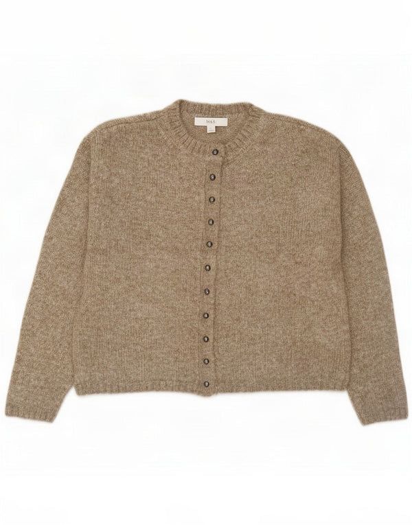 Suéter cardigã feminino da Marks & Spencer Reino Unido 10 pequeno acrílico marrom