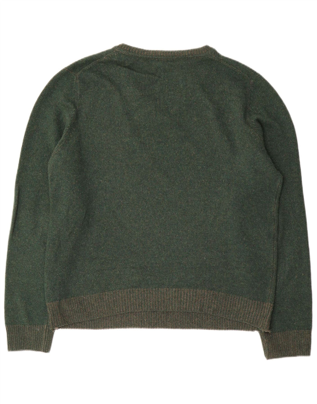 Suéter masculino Massimo Dutti com decote em V de lã verde médio