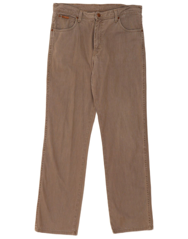 Wrangler Calça masculina reta casual W34 L32 algodão marrom
