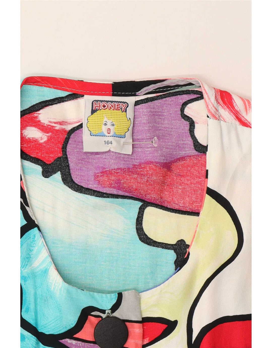 Blusa feminina C&A com estampa abstrata UK 16 grande multicolorida