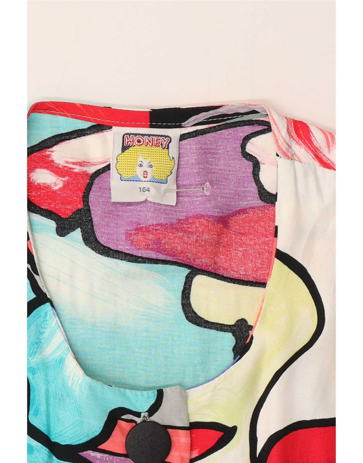 Blusa feminina C&A com estampa abstrata UK 16 grande multicolorida