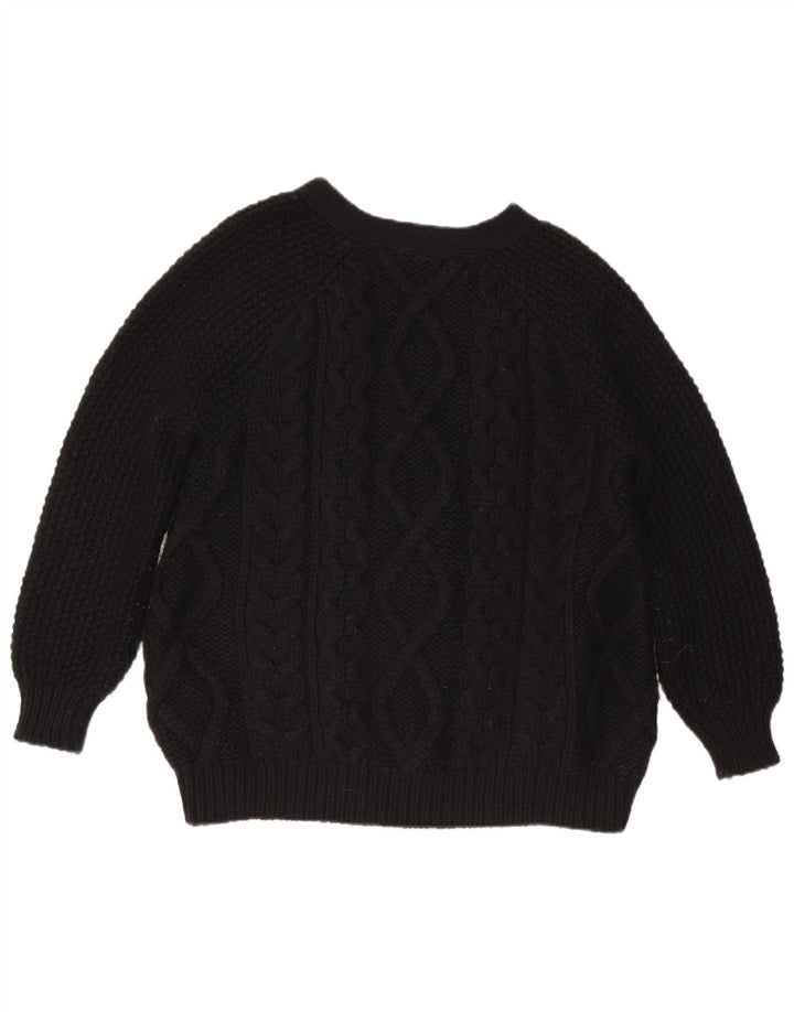 Suéter cardigã feminino Stefanel Reino Unido 14 lã preta média