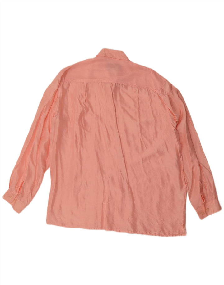 Camisa oversized feminina vintage Reino Unido 14 seda rosa média