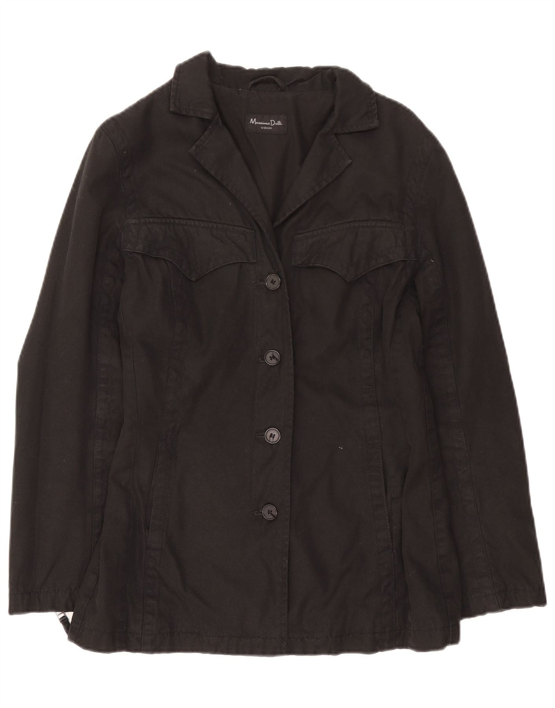 Jaqueta utilitária feminina Massimo Dutti Reino Unido 16 grande algodão preto